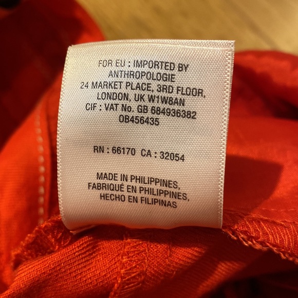 Anthropologie Elevenses Brenton Straight Leg Linen Blend coral red work pants 4 - Picture 10 of 15